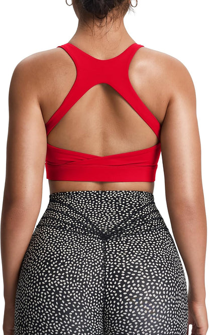 Women's Khloe High Impact Sports Bra | unique racerback, elegant square neck, support & versatile, workout fitness training gym yoga crop tank, moisture-wicking