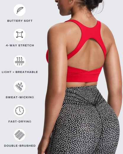 Women's Khloe High Impact Sports Bra | unique racerback, elegant square neck, support & versatile, workout fitness training gym yoga crop tank, moisture-wicking