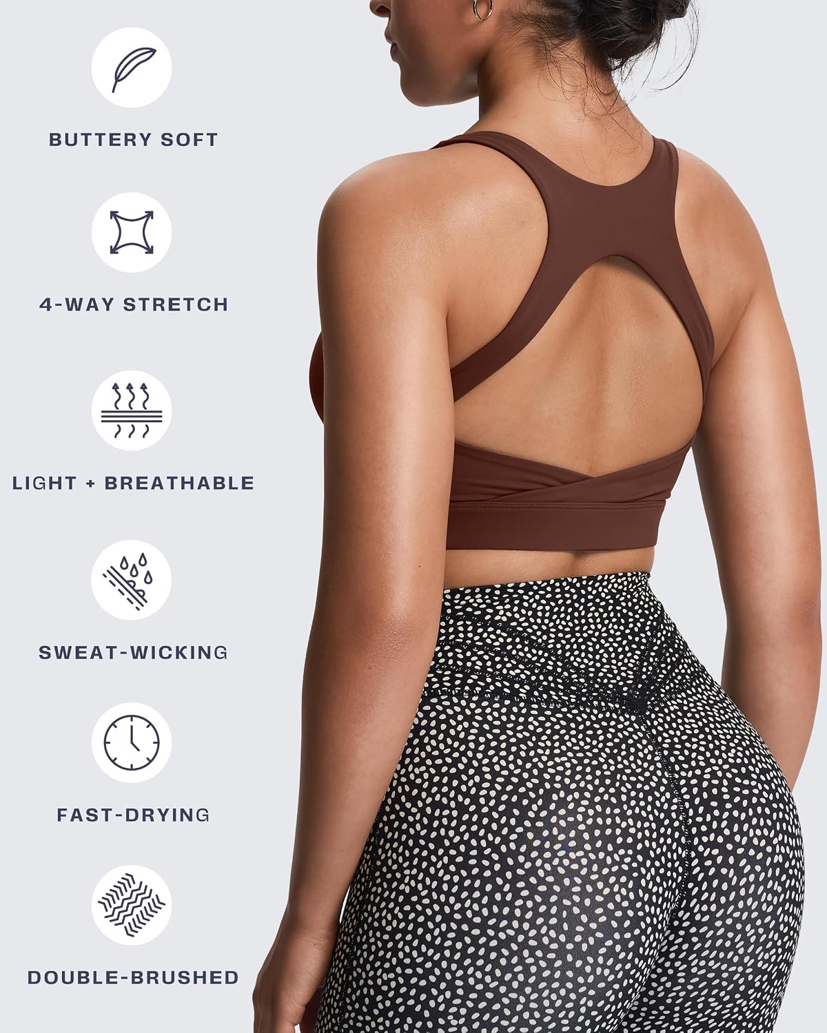 Women's Khloe High Impact Sports Bra | unique racerback, elegant square neck, support & versatile, workout fitness training gym yoga crop tank, moisture-wicking