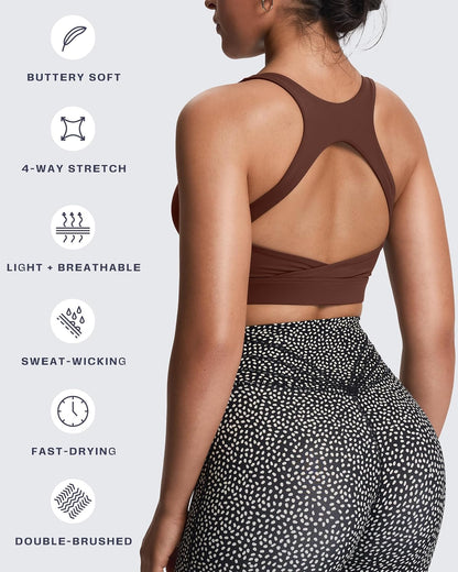 Women's Khloe High Impact Sports Bra | unique racerback, elegant square neck, support & versatile, workout fitness training gym yoga crop tank, moisture-wicking