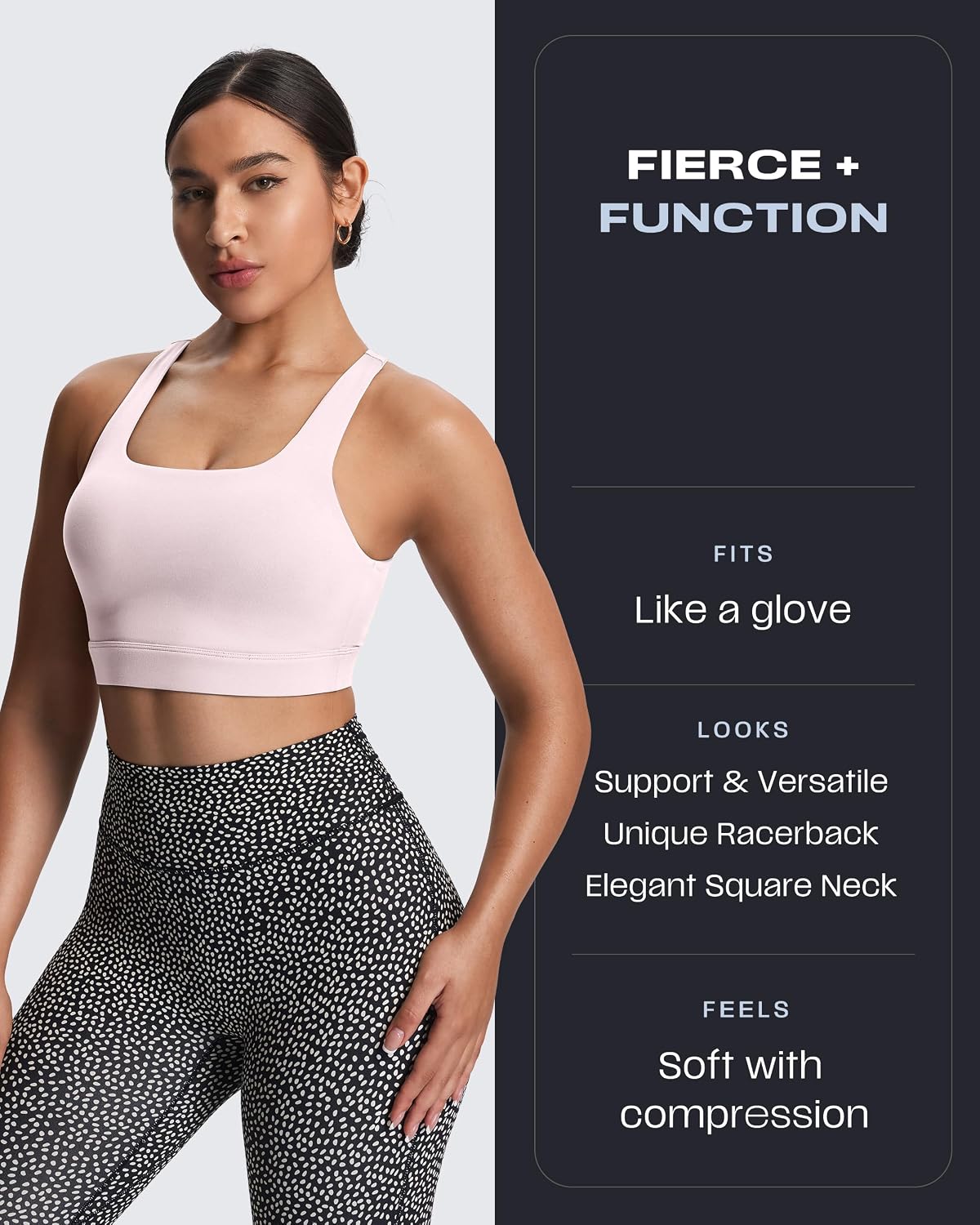 Women's Khloe High Impact Sports Bra | unique racerback, elegant square neck, support & versatile, workout fitness training gym yoga crop tank, moisture-wicking