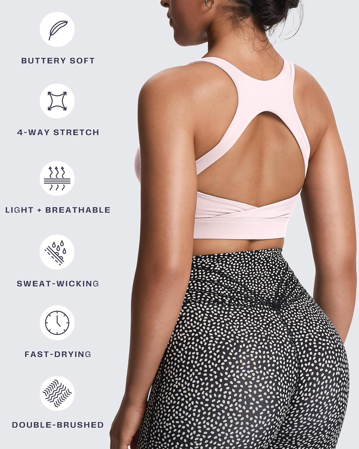 Women's Khloe High Impact Sports Bra | unique racerback, elegant square neck, support & versatile, workout fitness training gym yoga crop tank, moisture-wicking