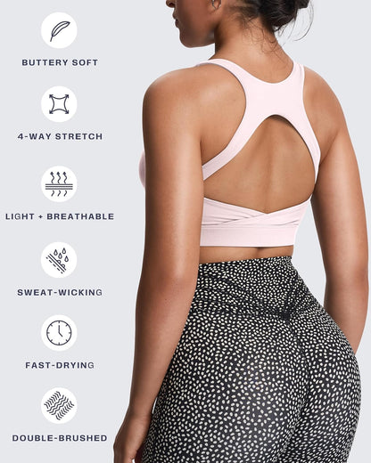 Women's Khloe High Impact Sports Bra | unique racerback, elegant square neck, support & versatile, workout fitness training gym yoga crop tank, moisture-wicking