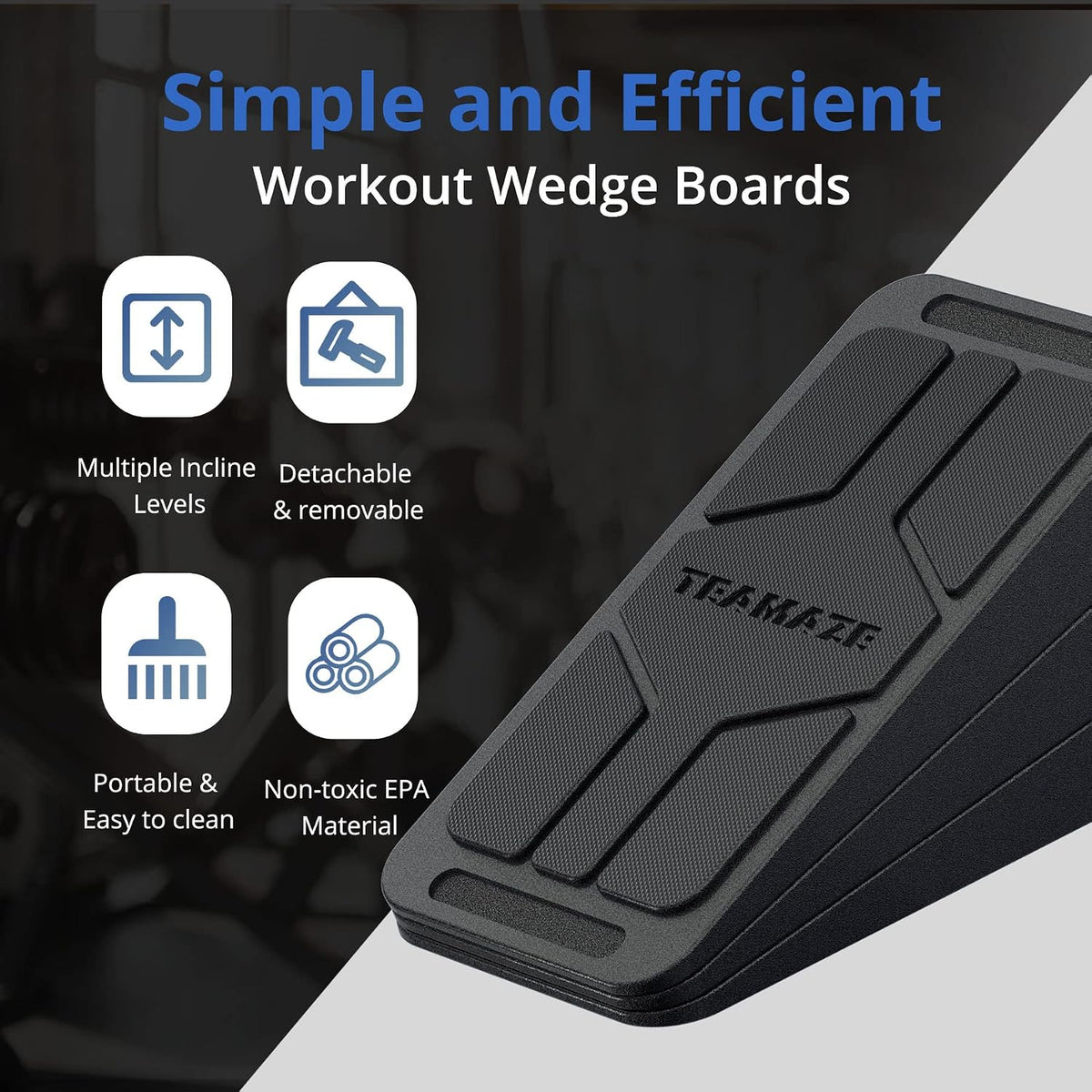 Slant Board for Calf Stretching, 6 Packs Adjustable Angles Non-Slip Rubber Slant Board,Squat Wedge Stretcher Equipment for Physical Therapy Home Exercise,Calf Stretch Wedge Improve Lower Leg