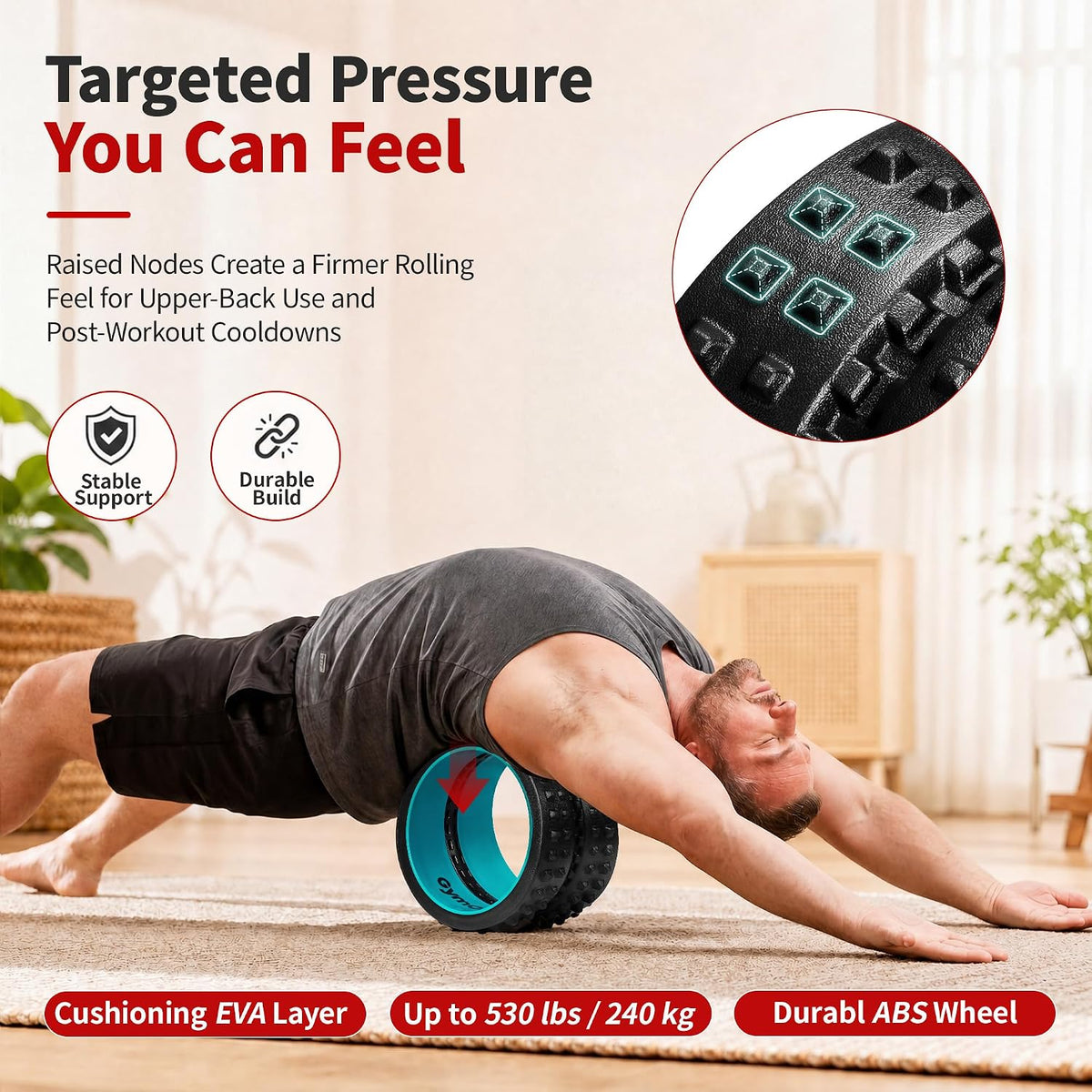 10in Back Roller, Foam Roller for Exercise, Spine-Safe Groove