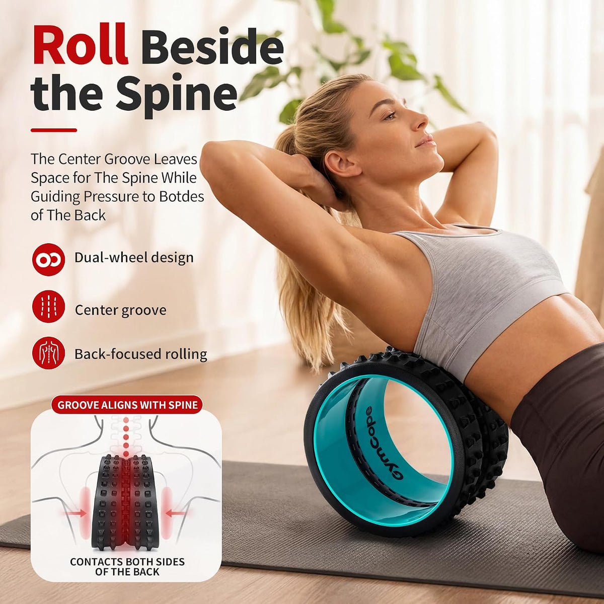 10in Back Roller, Foam Roller for Exercise, Spine-Safe Groove