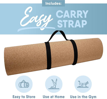 Cork Mat for Yoga, Pilates, Exercise and More, Fitness Mats for Home Workout, 72 (L) x 26 (W) x 0.25 (Th) inches Each Gym Mat