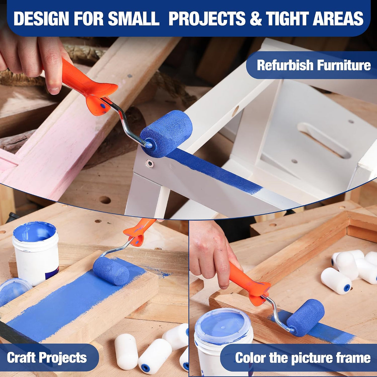4" Foam Paint Roller, 12-Pack Small Paint Rollers