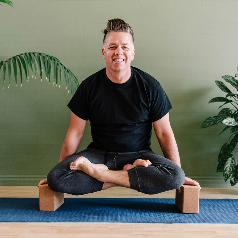 Cork Yoga Block - Naturally Grippy Texture, Durable, Made from Renewable Cork, Rounded Edges for Comfort, Great for Sweaty Hands BL-CORK