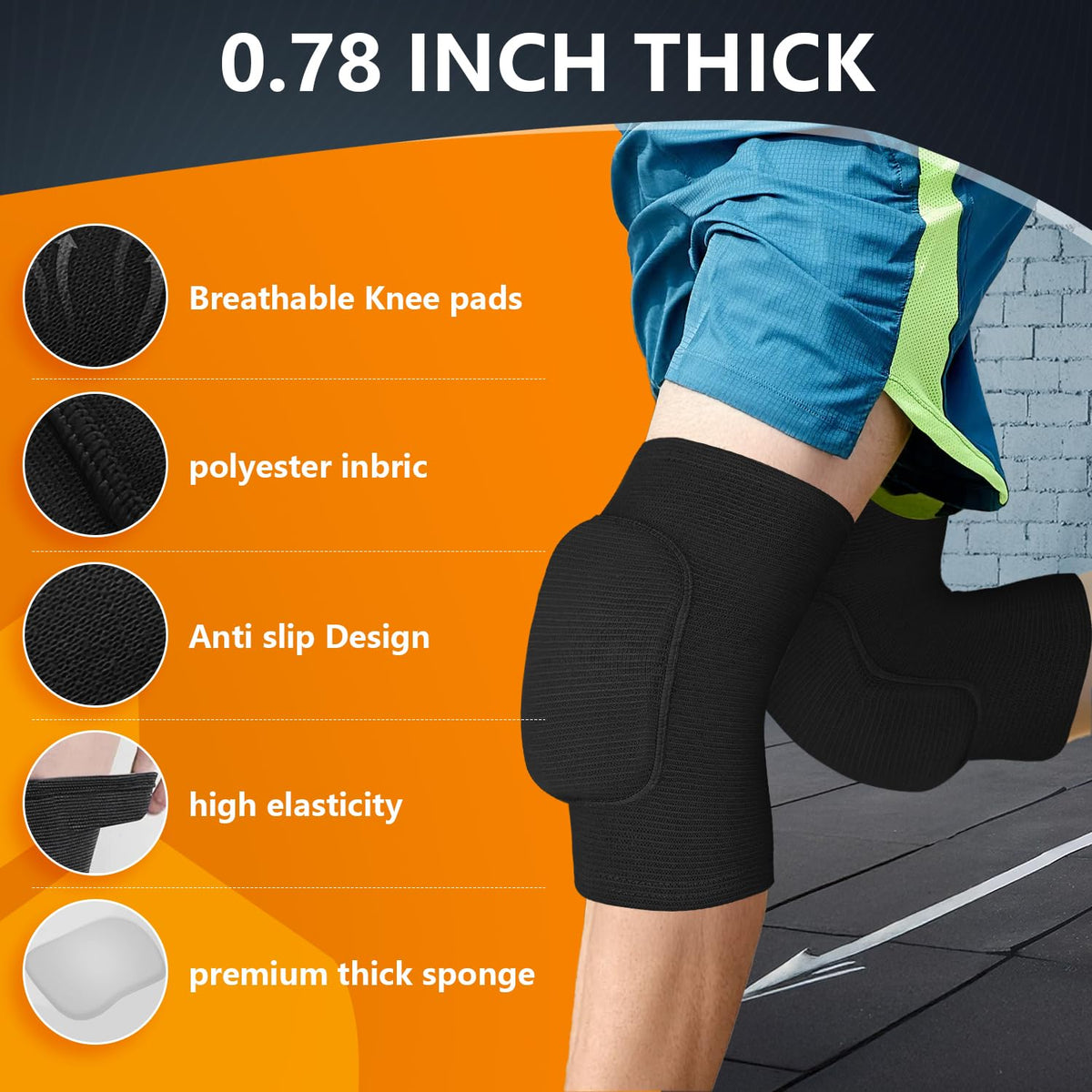 Volleyball Knee Pads for Dancers, Soft Breathable Knee Pads for Men Women Kids Knees Protective, Knee Brace for Volleyball Football Dance Yoga Tennis Running Cycling Workout Climbing (Black, Medium)
