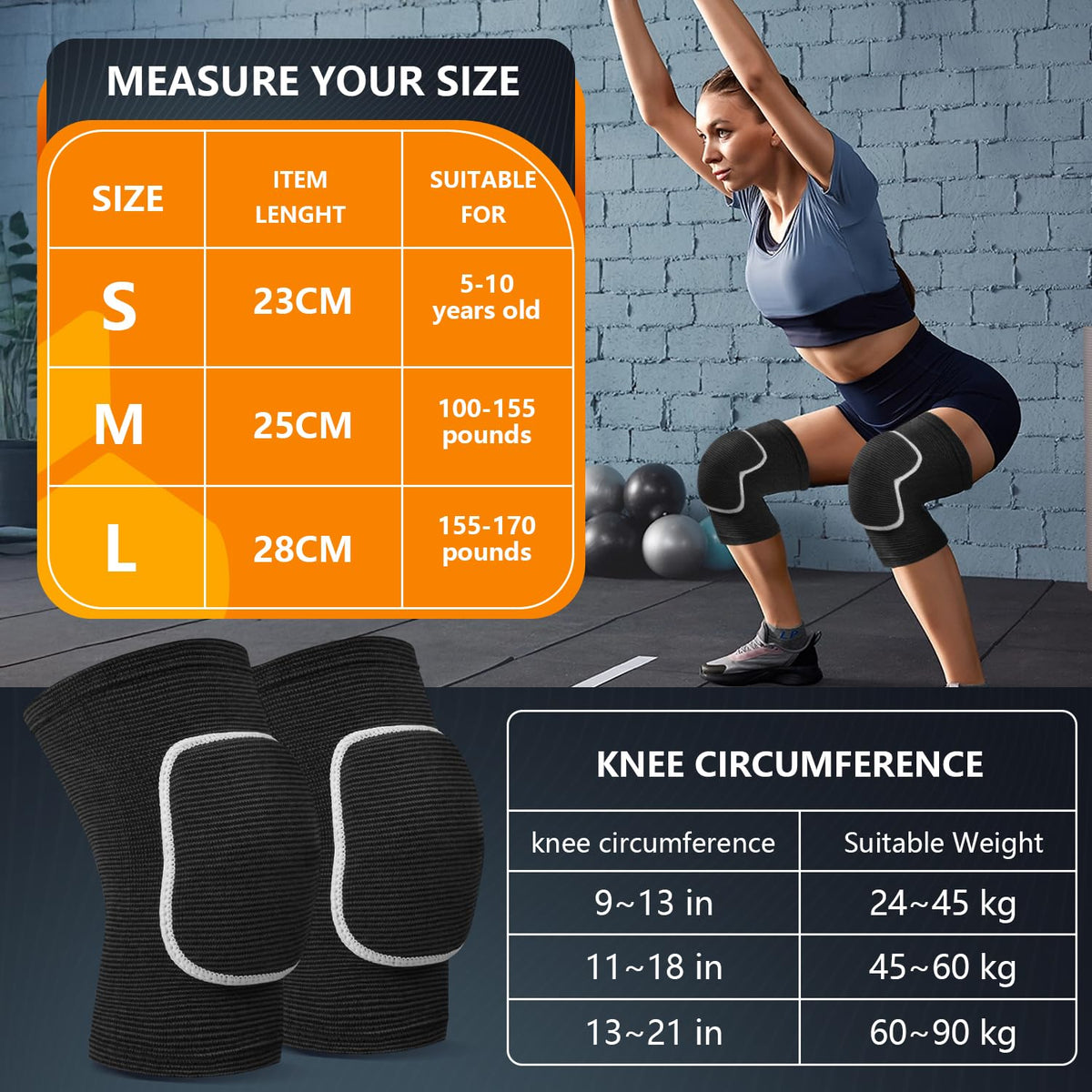 Volleyball Knee Pads for Dancers, Soft Breathable Knee Pads for Men Women Kids Knees Protective, Knee Brace for Volleyball Football Dance Yoga Tennis Running Cycling Workout Climbing (Black, Medium)