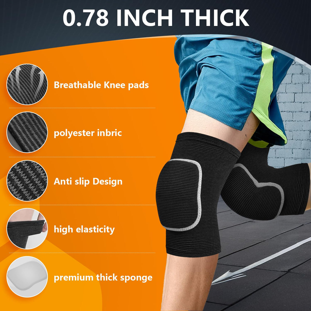 Volleyball Knee Pads for Dancers, Soft Breathable Knee Pads for Men Women Kids Knees Protective, Knee Brace for Volleyball Football Dance Yoga Tennis Running Cycling Workout Climbing (Black, Medium)
