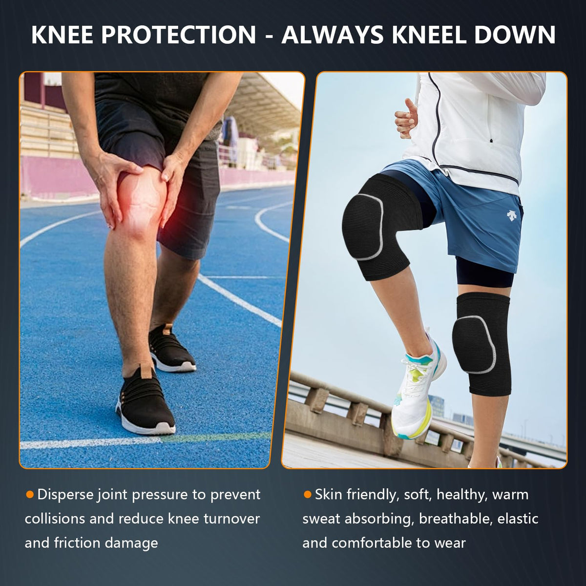 Volleyball Knee Pads for Dancers, Soft Breathable Knee Pads for Men Women Kids Knees Protective, Knee Brace for Volleyball Football Dance Yoga Tennis Running Cycling Workout Climbing (Black, Medium)