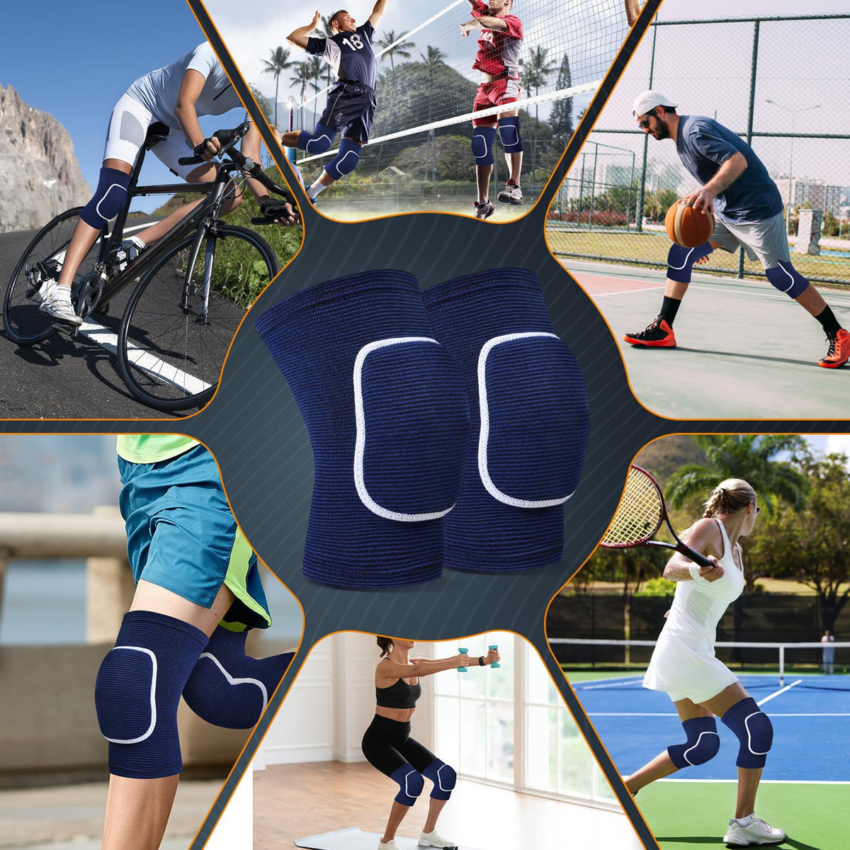 Volleyball Knee Pads for Dancers, Soft Breathable Knee Pads for Men Women Kids Knees Protective, Knee Brace for Volleyball Football Dance Yoga Tennis Running Cycling Workout Climbing (Black, Medium)