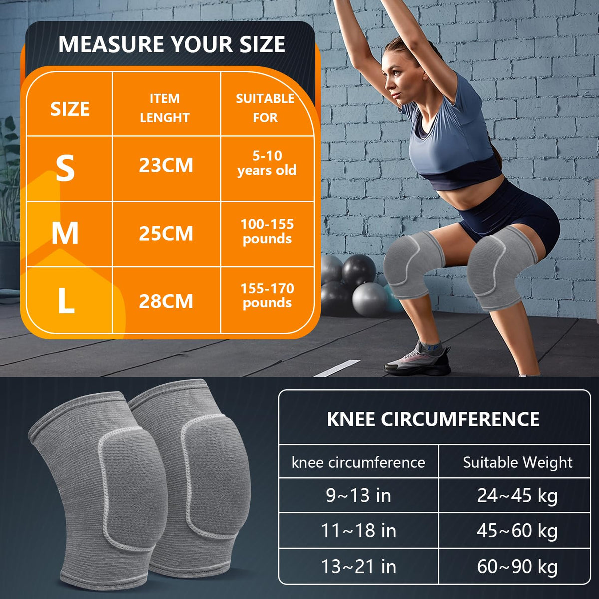 Volleyball Knee Pads for Dancers, Soft Breathable Knee Pads for Men Women Kids Knees Protective, Knee Brace for Volleyball Football Dance Yoga Tennis Running Cycling Workout Climbing (Black, Medium)