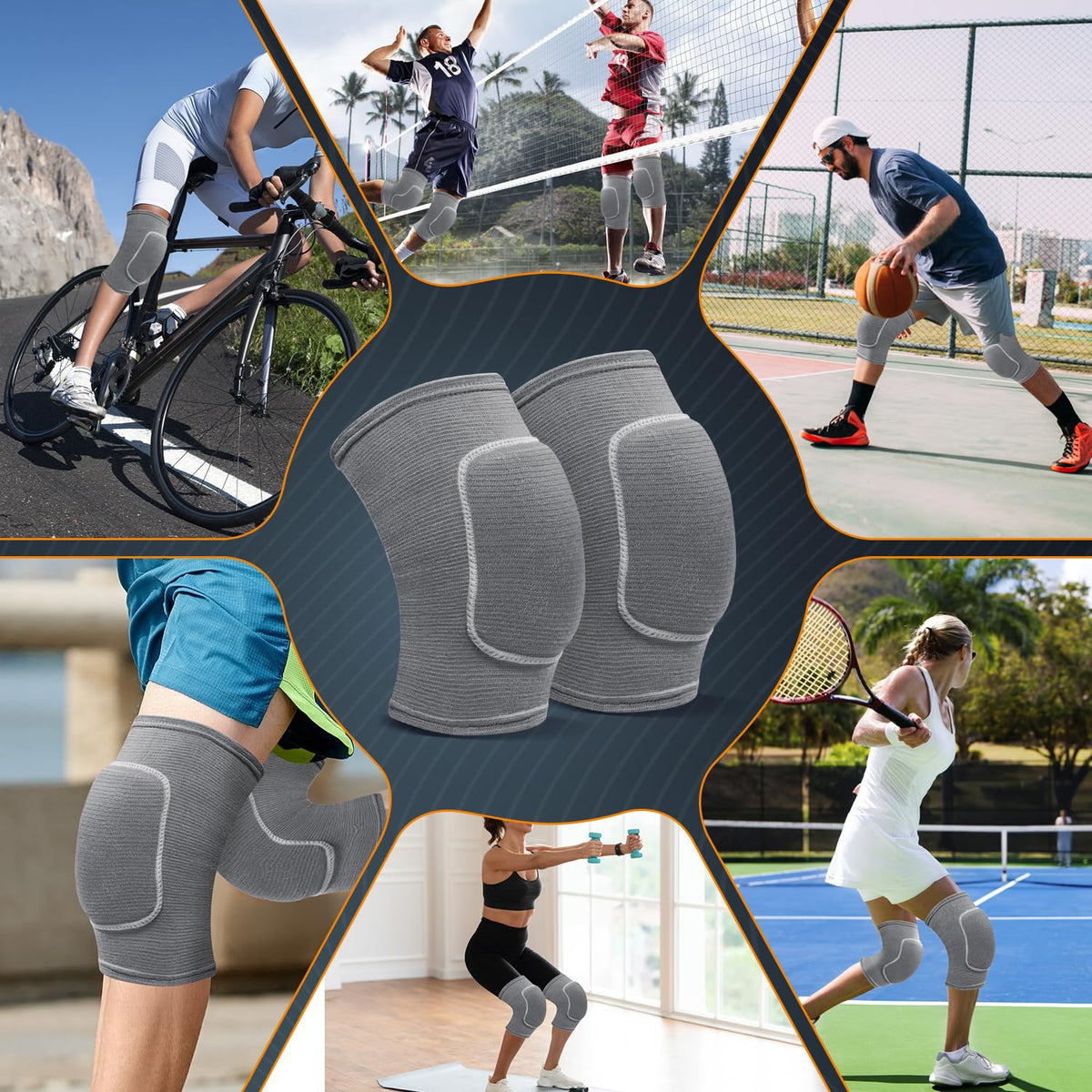Volleyball Knee Pads for Dancers, Soft Breathable Knee Pads for Men Women Kids Knees Protective, Knee Brace for Volleyball Football Dance Yoga Tennis Running Cycling Workout Climbing (Black, Medium)