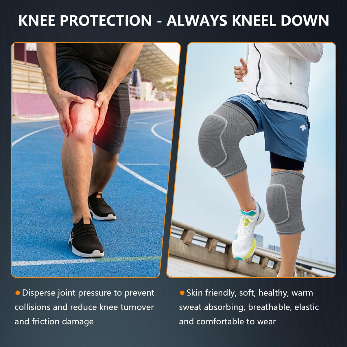 Volleyball Knee Pads for Dancers, Soft Breathable Knee Pads for Men Women Kids Knees Protective, Knee Brace for Volleyball Football Dance Yoga Tennis Running Cycling Workout Climbing (Black, Medium)