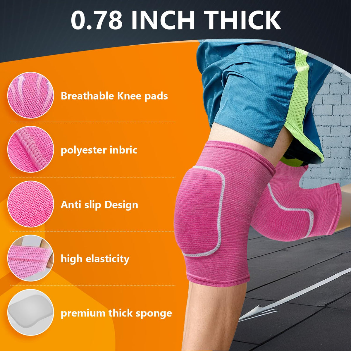Volleyball Knee Pads for Dancers, Soft Breathable Knee Pads for Men Women Kids Knees Protective, Knee Brace for Volleyball Football Dance Yoga Tennis Running Cycling Workout Climbing (Black, Medium)