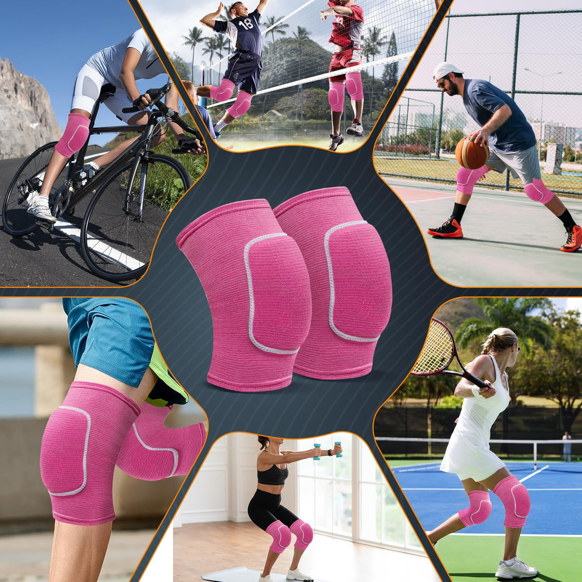 Volleyball Knee Pads for Dancers, Soft Breathable Knee Pads for Men Women Kids Knees Protective, Knee Brace for Volleyball Football Dance Yoga Tennis Running Cycling Workout Climbing (Black, Medium)