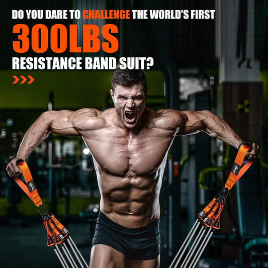 Heavy Resistance Bands, 300LBS Exercise Bands for Working Out, Fitness Bands with Handles, Workout Bands for Men, Weight Bands Set for Muscle Training, Strength, Slim, Yoga, Home Gym Equipment