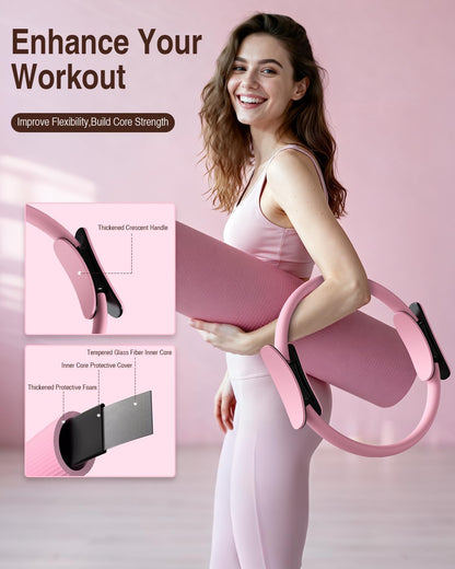 Pilates kit for Women Home Workout, Pilates Equipment Ring and Ball Set with 3 Fabric Resistance Bands, Massage Ball, Pilates Starter Kit for Strength, Toning, Including Workout Guide
