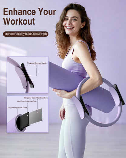 Pilates kit for Women Home Workout, Pilates Equipment Ring and Ball Set with 3 Fabric Resistance Bands, Massage Ball, Pilates Starter Kit for Strength, Toning, Including Workout Guide