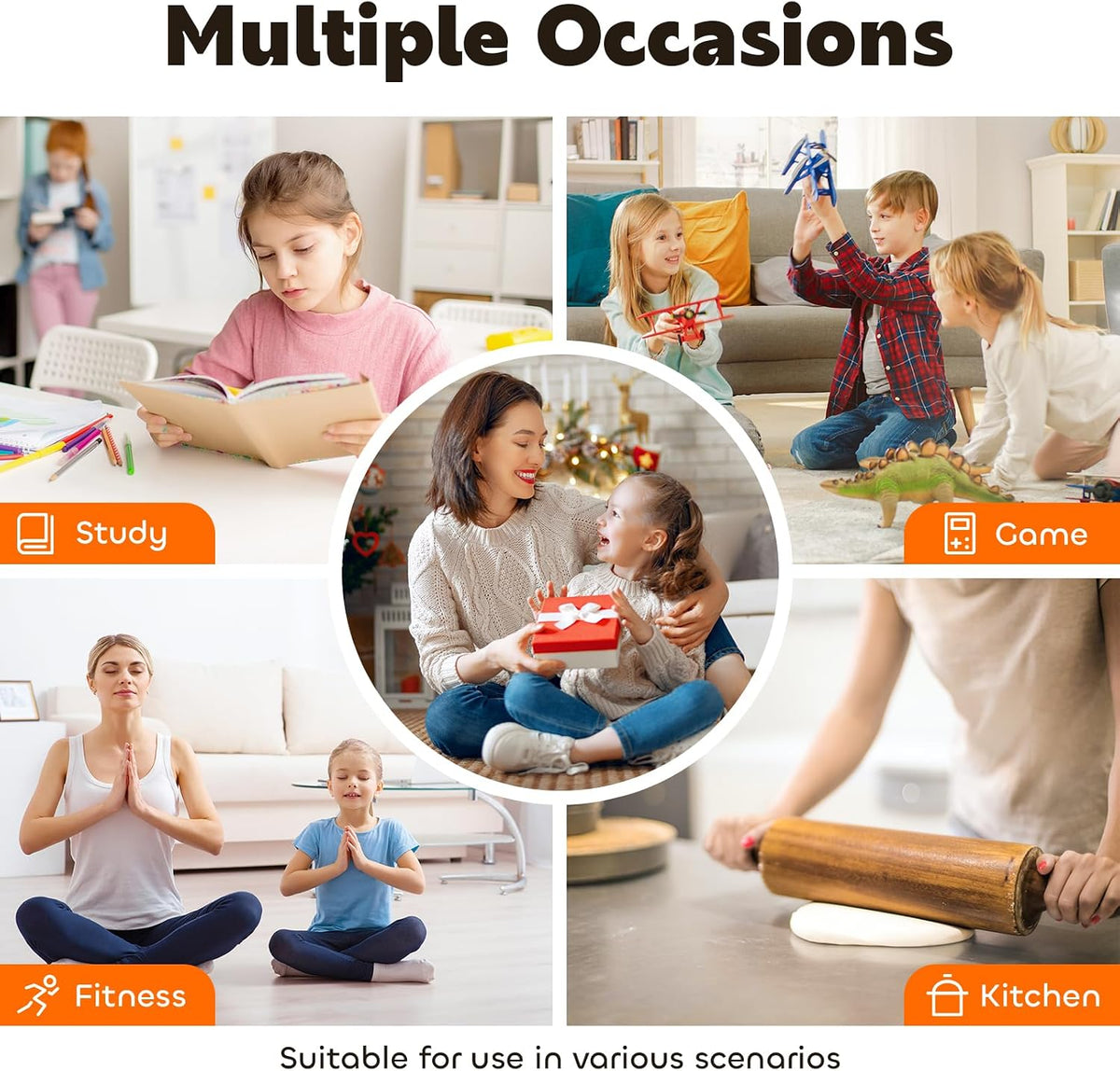 Visual Timer for Kids 60-Minute Countdown Timer with Optional Alarm, Focus Tool for ADHD & Autism, Time Management for Homework, Chores, Office, Kitchen, Teaching & Study Routines (Orange)