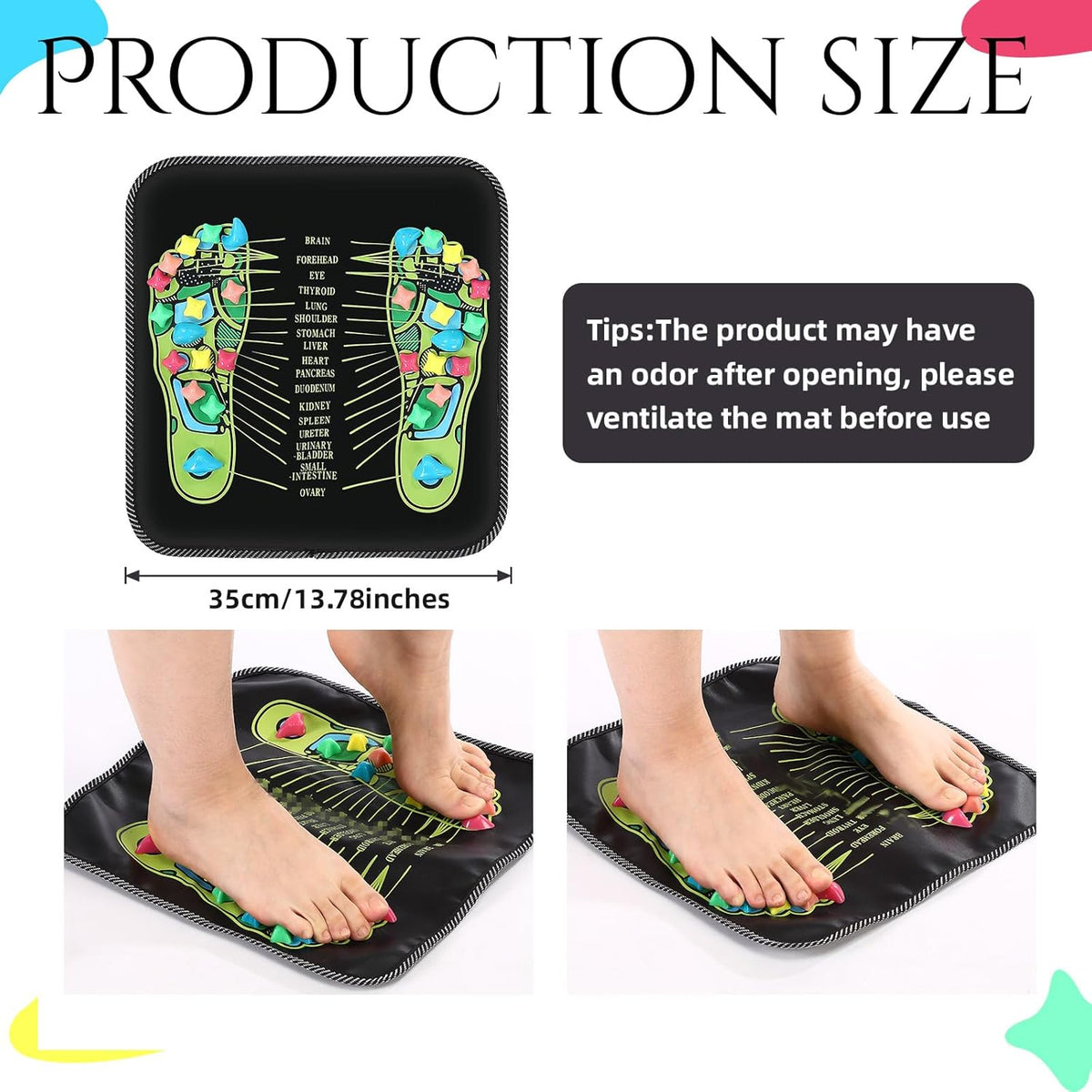 Foot Acupressure Massage Mat with Stones, 27.56 x 13.78 Inches