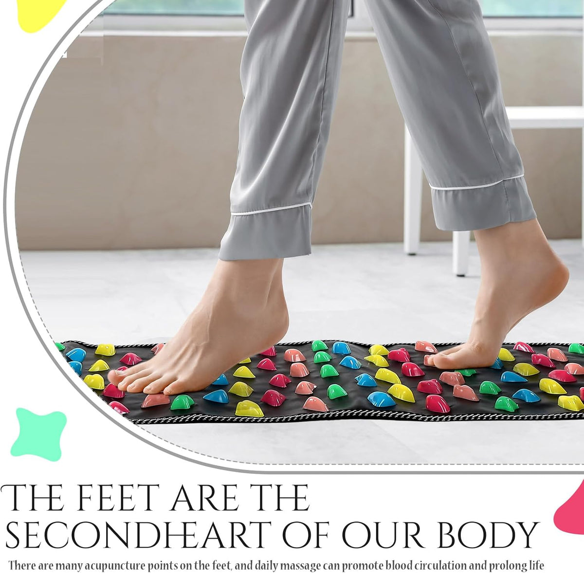 Foot Acupressure Massage Mat with Stones, 27.56 x 13.78 Inches