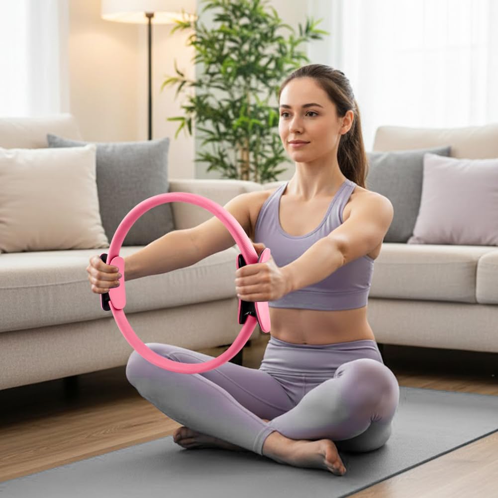 Pilates Equipment Kit for Home Workout, Pilates Ring and Ball Set with 5 Resistance Bands, mag-ic Circle Compact Toning Fitness Essentials Starter Set Accessories, Core Sliders, Socks, Bag