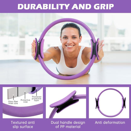 Pilates Equipment Kit for Home Workout, Pilates Ring and Ball Set with 5 Resistance Bands, mag-ic Circle Compact Toning Fitness Essentials Starter Set Accessories, Core Sliders, Socks, Bag