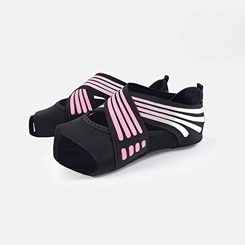 Yoga Socks Toeless Non-Slip Grips & Straps, for Pilates, Barre, Ballet, Bikram, Workout for Women