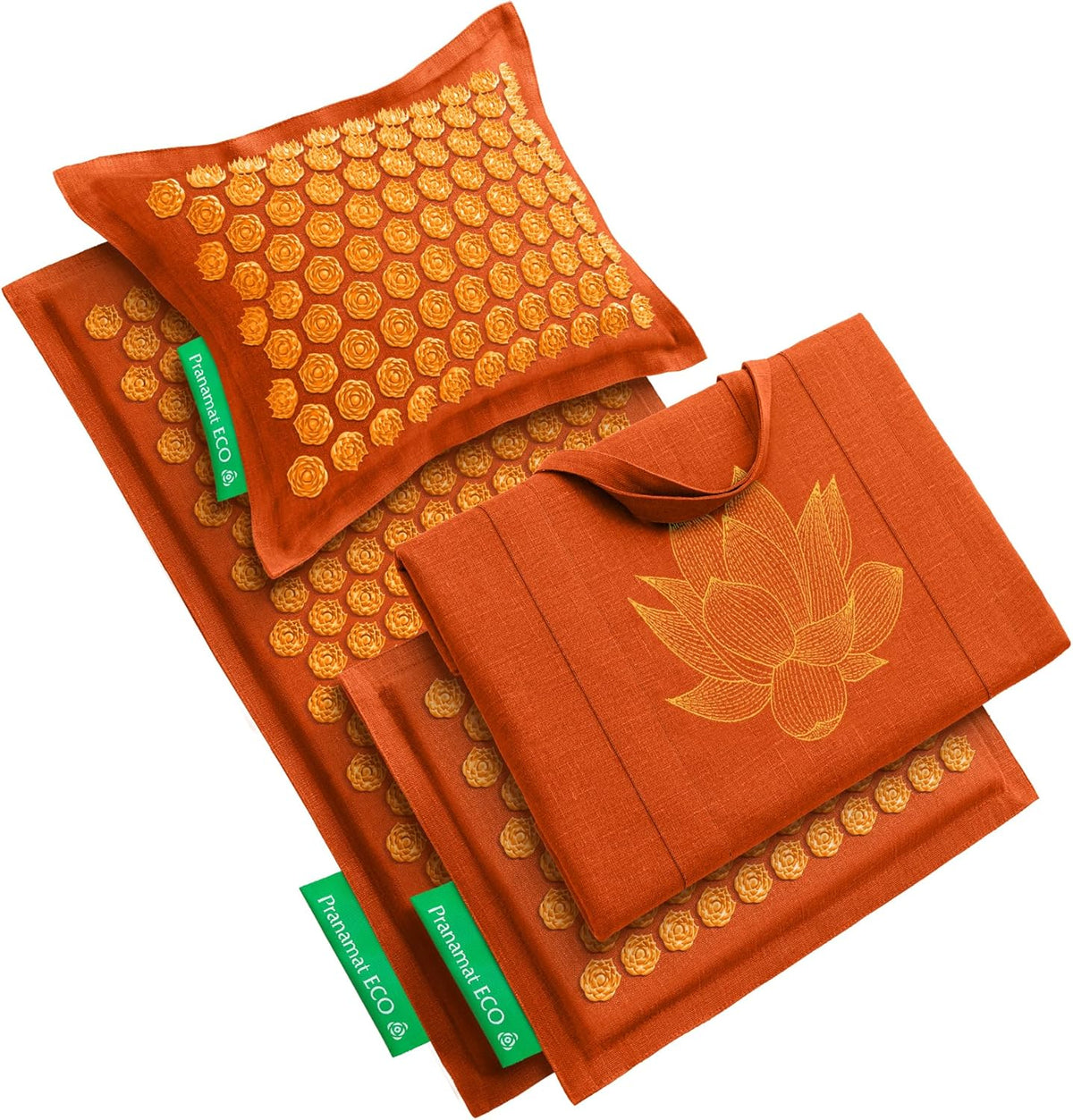 Acupressure Large & Small Mat with Pillow and Bag Set, Premium Acupressure Therapy for Pain Relief and Relaxation, Handcrafted in Europe with Sustainable and Natural Materials (Obsidian)