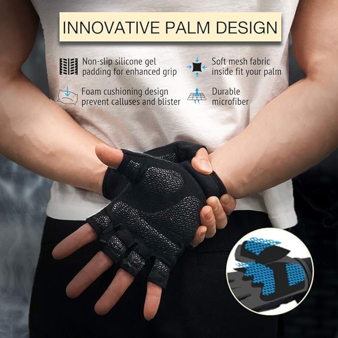 Workout Gloves for Men and Women, Exercise Gloves for Weight Lifting, Cycling, Gym, Training, Breathable and Snug fit