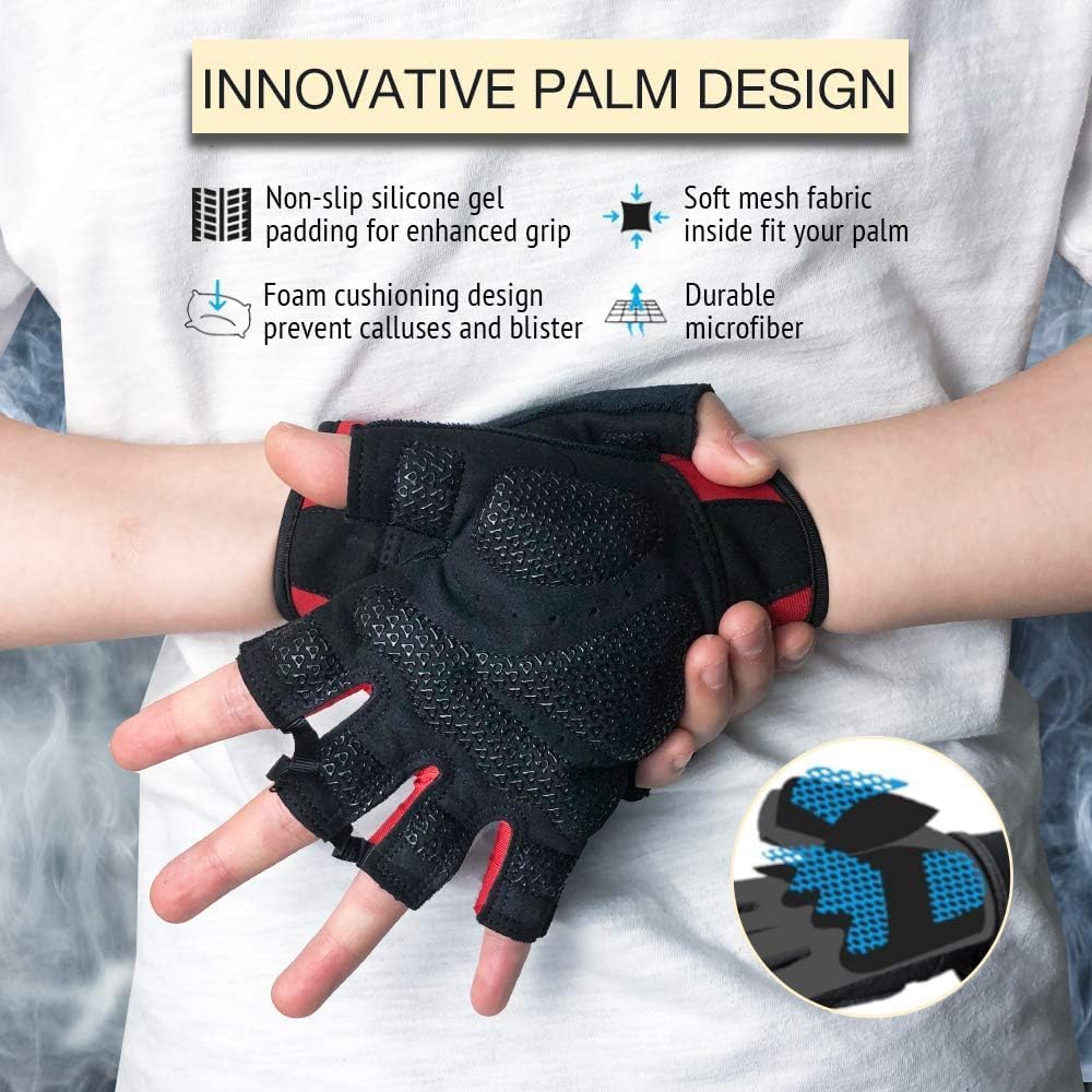 Workout Gloves for Men and Women, Exercise Gloves for Weight Lifting, Cycling, Gym, Training, Breathable and Snug fit