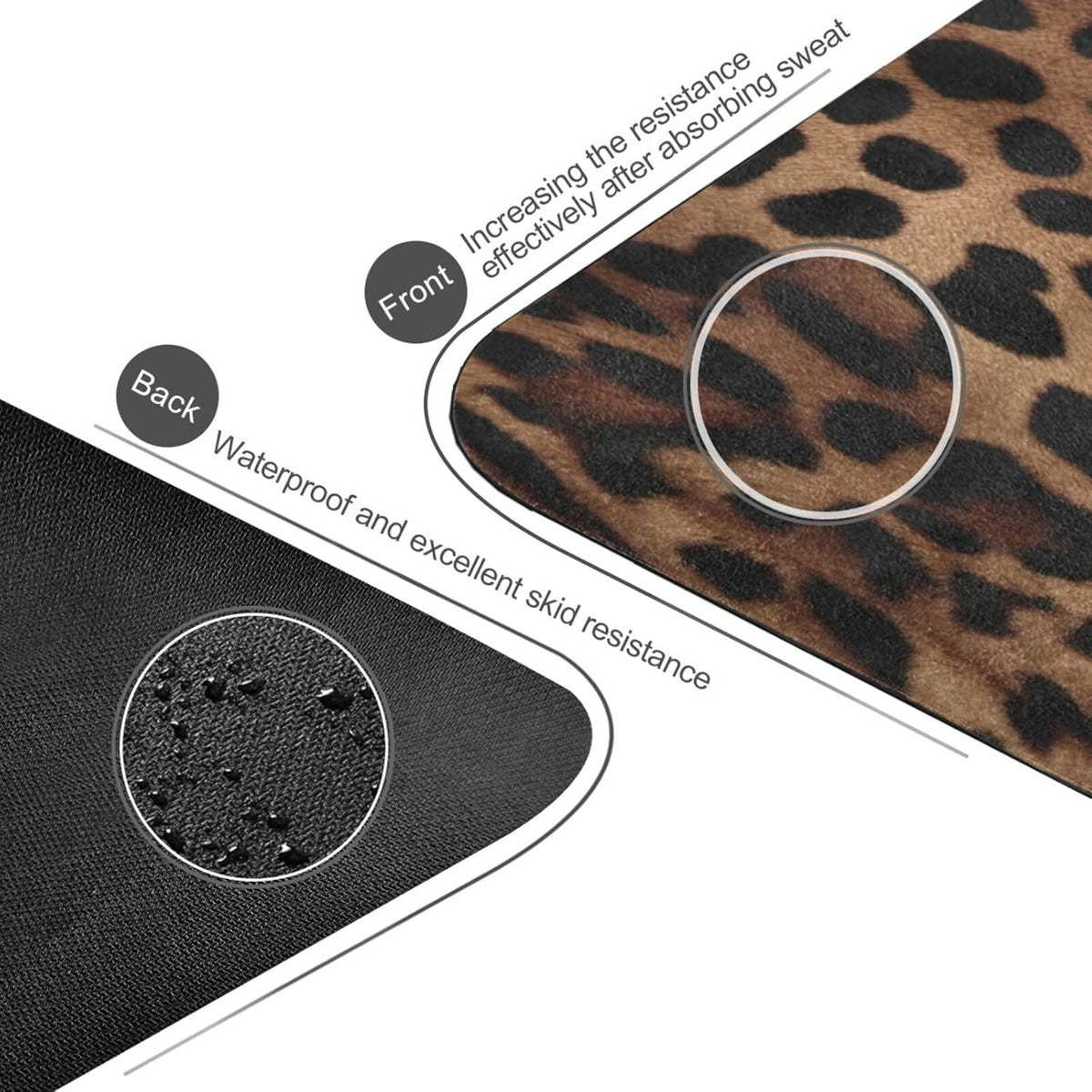 Leopard Print Yoga Mat Non Slip Natural Rubber Fitness Exercise Mat for Home Workout Gym Stretching Pilates Mats with Carrying Bag 71" x 26"