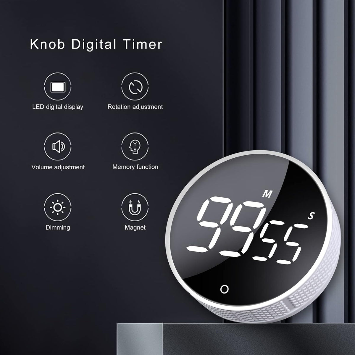 AVINIA Digital Kitchen Timers, Visual timers Large LED Display Magnetic Countdown Countup Timer for Classroom Cooking Fitness Baking Studying Teaching, Easy for Kids and Seniors Black