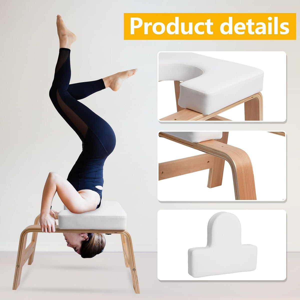 Yoga Headstand Bench PU Pad Headstand Trainer Max Load 300lbs