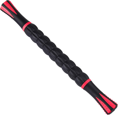 Massage Roller Stick,Muscle Roller Stick for Athletes, Liposuction Massage Roller for Lymphatic Drainage, for Relief Muscle Soreness, Trigger Points, Help Runner Legs, Back Recovery (Red & Black)