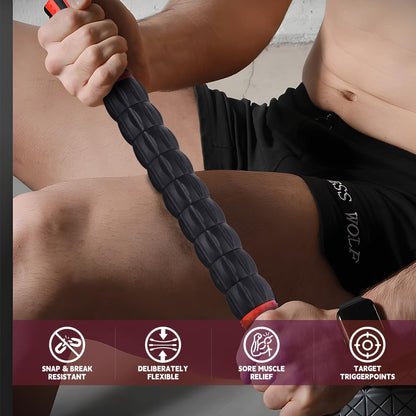 Massage Roller Stick,Muscle Roller Stick for Athletes, Liposuction Massage Roller for Lymphatic Drainage, for Relief Muscle Soreness, Trigger Points, Help Runner Legs, Back Recovery (Red & Black)