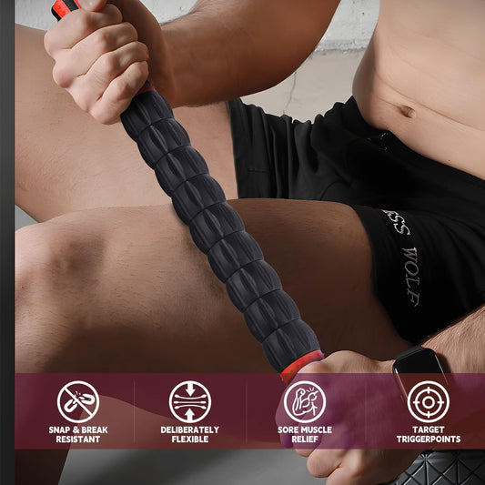 Massage Roller Stick,Muscle Roller Stick for Athletes, Liposuction Massage Roller for Lymphatic Drainage, for Relief Muscle Soreness, Trigger Points, Help Runner Legs, Back Recovery (Red & Black)