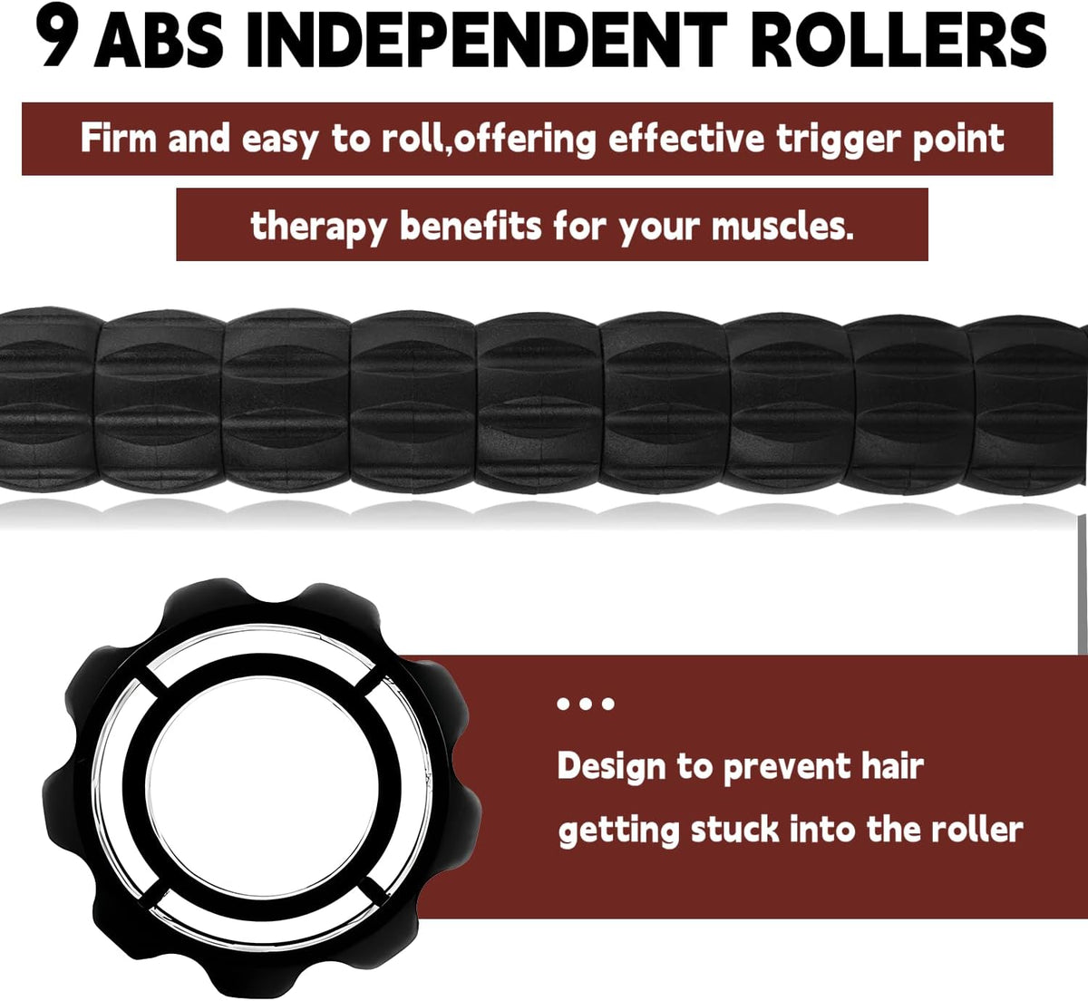 Massage Roller Stick,Muscle Roller Stick for Athletes, Liposuction Massage Roller for Lymphatic Drainage, for Relief Muscle Soreness, Trigger Points, Help Runner Legs, Back Recovery (Red & Black)