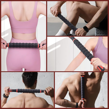 Massage Roller Stick,Muscle Roller Stick for Athletes, Liposuction Massage Roller for Lymphatic Drainage, for Relief Muscle Soreness, Trigger Points, Help Runner Legs, Back Recovery (Red & Black)