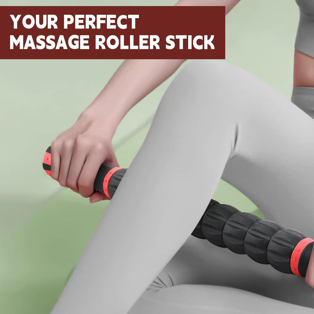Massage Roller Stick,Muscle Roller Stick for Athletes, Liposuction Massage Roller for Lymphatic Drainage, for Relief Muscle Soreness, Trigger Points, Help Runner Legs, Back Recovery (Red & Black)