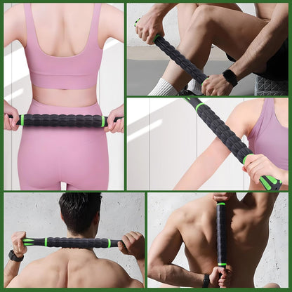 Massage Roller Stick,Muscle Roller Stick for Athletes, Liposuction Massage Roller for Lymphatic Drainage, for Relief Muscle Soreness, Trigger Points, Help Runner Legs, Back Recovery (Red & Black)