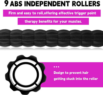 Massage Roller Stick,Muscle Roller Stick for Athletes, Liposuction Massage Roller for Lymphatic Drainage, for Relief Muscle Soreness, Trigger Points, Help Runner Legs, Back Recovery (Red & Black)