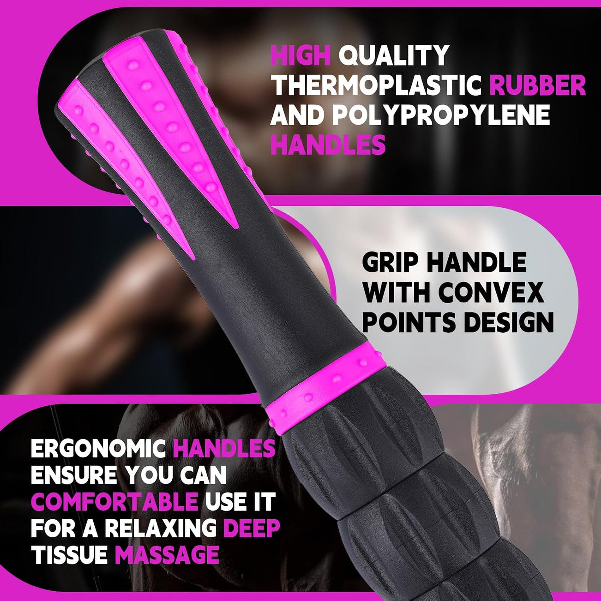Massage Roller Stick,Muscle Roller Stick for Athletes, Liposuction Massage Roller for Lymphatic Drainage, for Relief Muscle Soreness, Trigger Points, Help Runner Legs, Back Recovery (Red & Black)