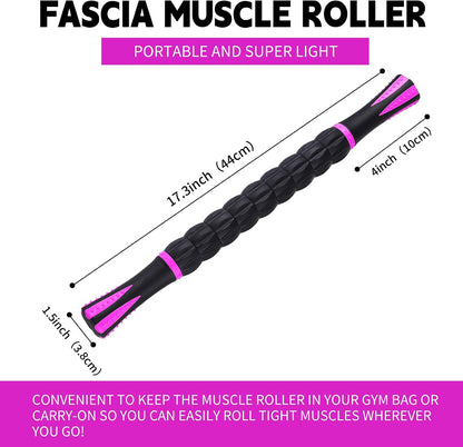 Massage Roller Stick,Muscle Roller Stick for Athletes, Liposuction Massage Roller for Lymphatic Drainage, for Relief Muscle Soreness, Trigger Points, Help Runner Legs, Back Recovery (Red & Black)