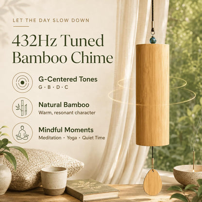 Bamboo Wind Chime-432Hz Tuned for Alpha Wave Relaxation, Focus & Meditation