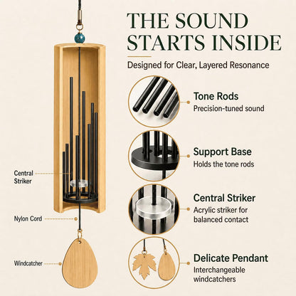 Bamboo Wind Chime-432Hz Tuned for Alpha Wave Relaxation, Focus & Meditation